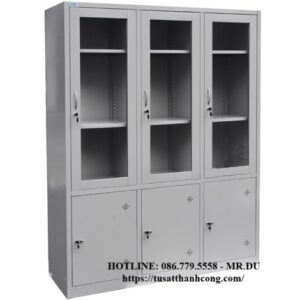 TỦ SẮT VĂN PHÒNG 3 CÁNH KÍNH, 3 CÁNH TÔN