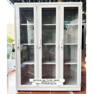 TỦ SẮT VĂN PHÒNG 3 CÁNH KÍNH