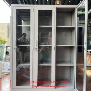 TỦ SẮT VĂN PHÒNG 3 CÁNH KÍNH
